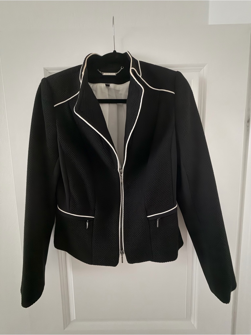White House Black Market Black Blazer with White Trim